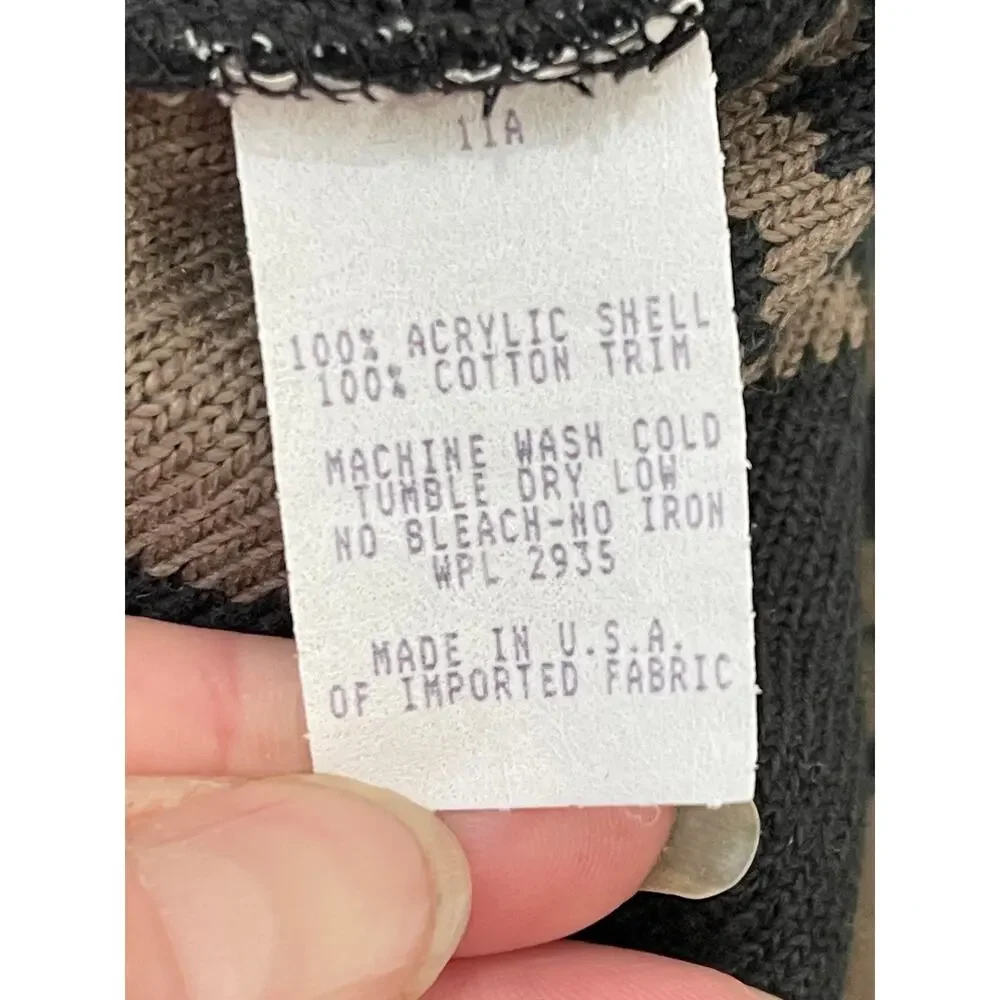 Norm Thompson Velour Pullover Moose Fair Isle 1/2 Zip Sweatshirt Shacket Large - Picture 11 of 12